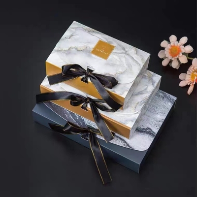 Colorful Coated Paper Foldable Gift Boxes With Ribbon Printing Logo Apparel Packaging