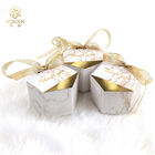 White Hexagonal Foldable Gift Boxes With Ribbon For Sweet Candy