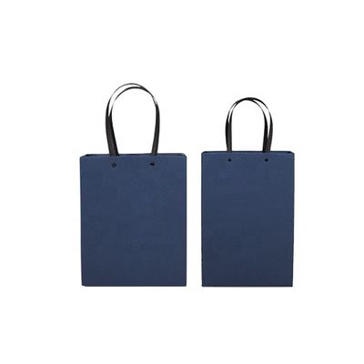 Foldable 180gsm Kraft Printed Paper Shopping Bag Dark Blue For Gifts