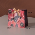 Red Art Paper Printed Paper Shopping Bag With Ribbon Handle