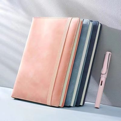 Black Color Hardcover Lined Notebook PU Leather With Rope